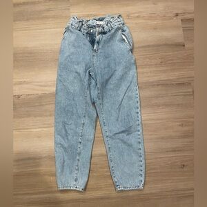 Zara Paperbag Waisted Light Wash High Rise Jeans - Size 2